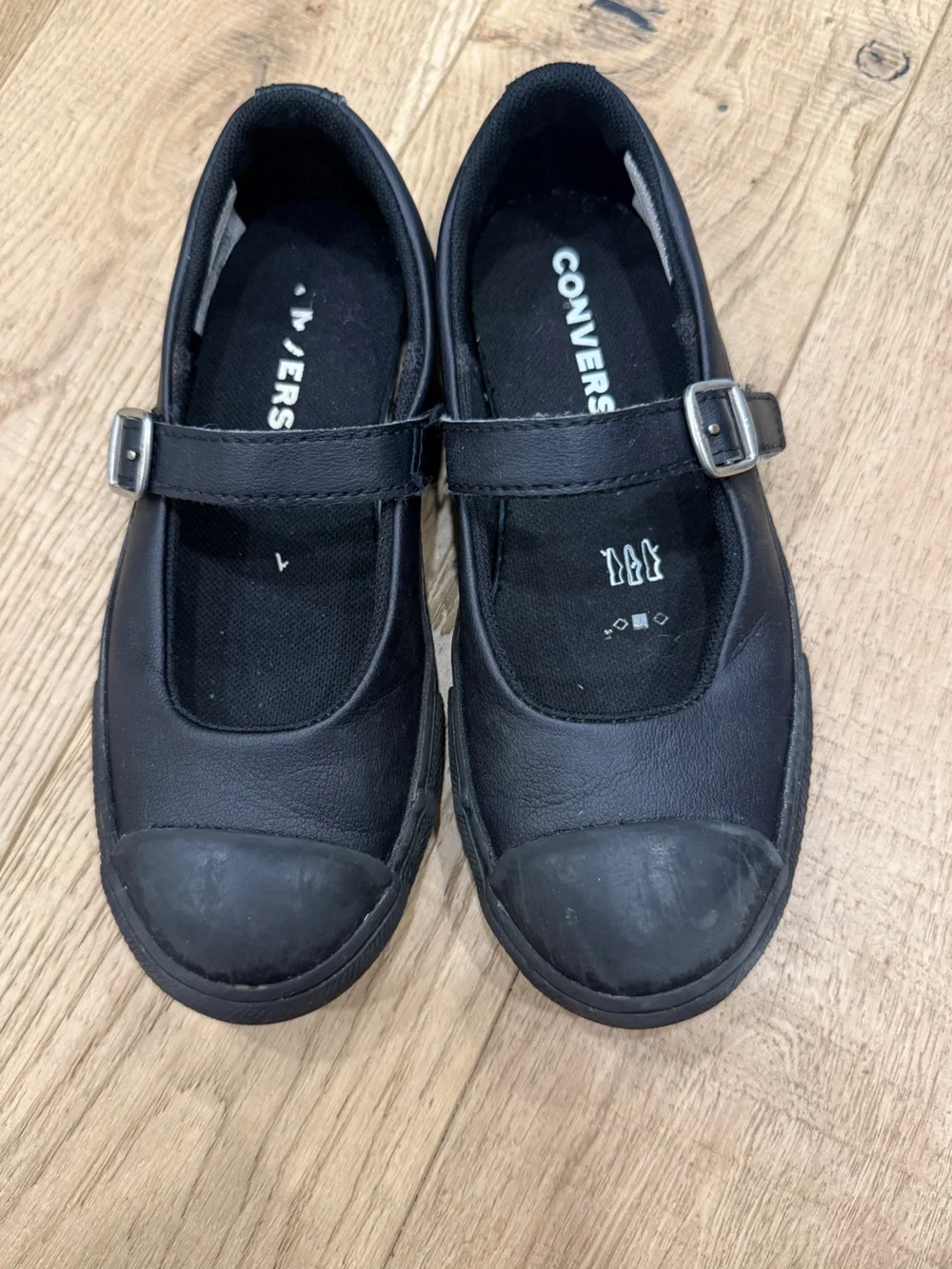 Converse Kids Black Mary Jane Strap Shoes size 12